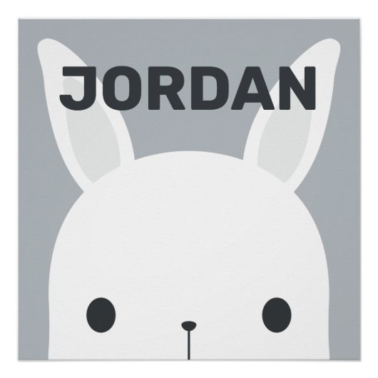 Poster Lapin mignon avec nom personnalisé (Devant)