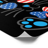 Poster Lapin Mignon Drapeau Usa Lunettes Papillon Joyeuse (Coin)