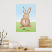 Poster Lapin mignon mangeant une carotte (Cuisine)