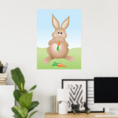Poster Lapin mignon mangeant une carotte (Bureau à domicile)