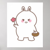 Poster Lapin Mignon Minimaliste avec Fleur (Devant)