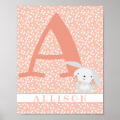 Poster Lapin Mignon & Points Personnalisé Chambre de Bébé (Devant)