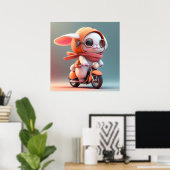 Poster Lapin mignon sur Scooter (Bureau à domicile)