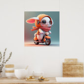 Poster Lapin mignon sur Scooter (Cuisine)