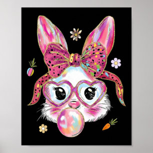 Poster Lapin Mignon Visage de Pâques Joyeuse Fête de Pâqu