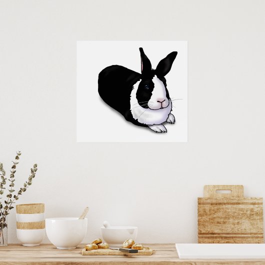 Poster Lapin noir et blanc (Cuisine)