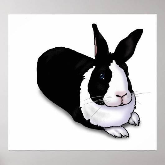 Poster Lapin noir et blanc (Devant)