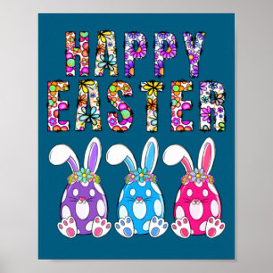 Poster Lapin Pâques Printemps Pastel Chasse Œufs Lapin Jo