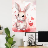 Poster Lapin pastel avec coeurs (Bureau à domicile)