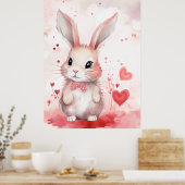 Poster Lapin pastel avec coeurs (Cuisine)
