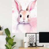 Poster Lapin pastel mignon rose (Bureau à domicile)