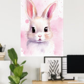 Poster Lapin pastel rose mignon (Bureau à domicile)