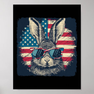 Poster Lapin Patriot Américain 4 juillet Auteur De Cadeau