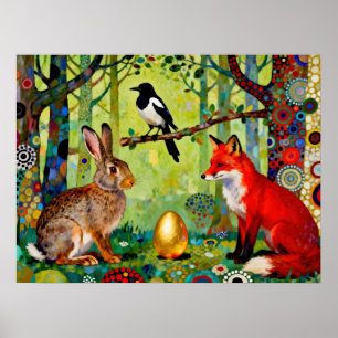 Poster Lapin, Pie, Renard et "Le Secret de la forêt"