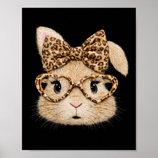 Poster Lapin rétro de Pâques heureux Coquette Léopard Lap (Devant)
