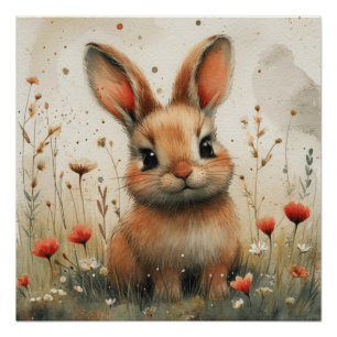 Poster Lapin rêveur : Un brin de fantaisie bunny