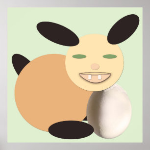 Poster Lapin riant avec l'œuf Bauhaus Style Art