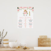 Poster Lapin rose Floral Visage 1er Anniversaire Jalon (Cuisine)