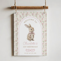 Lapin rose lapin vintage Bienvenue Anniversaire