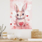 Poster Lapin rose pastel super mignon yeux marron (Cuisine)