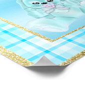 Poster Lapin sarcelle mignon de bienvenue (Coin)