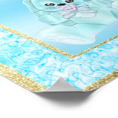 Poster Lapin sarcelle mignon de bienvenue (Coin)
