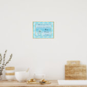 Poster Lapin sarcelle mignon de bienvenue (Cuisine)