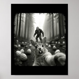Poster Lapin selfie avec Bigfoot drôles de chemises de Pâ