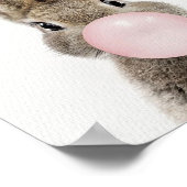 Poster Lapin soufflant un bubble gum rose (Coin)