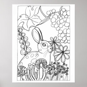 Poster Lapin tacheté de 16 po x 20 po avec coloration du