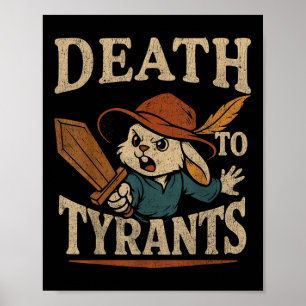 Poster Lapin Vintage Mort Aux Tyrans Rétro 90