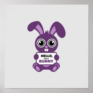 Poster Lapin Violet Charmant : Répandez la Joie !