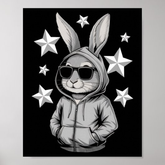 Poster Lapin Visage Avec Lunettes De Soleil Lapin (Devant)