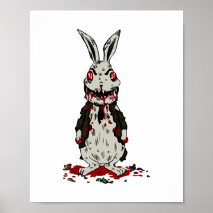 Poster Lapin Zombie de Pâques Halloween Bunny