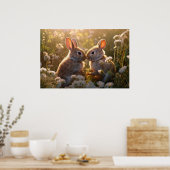 Poster Lapins Adorables dans le Pré de Printemps Design (Cuisine)