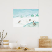 Poster Lapins Assis Et Saut Sur Neige (Cuisine)