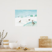 Poster Lapins Assis Et Saut Sur Neige (Cuisine)