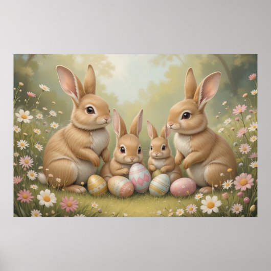Poster Lapins de Pâques adorables dans l'animal de printe (Devant)