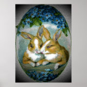 Poster Lapins de Pâques Vintage Image Texturée, ZSSG (Devant)