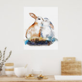 Poster Lapins embrassants (Cuisine)
