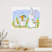 Poster lapins et carottes (Cuisine)