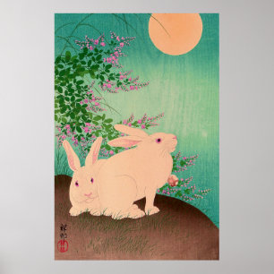 Poster Lapins et la Lune Ohara Koson 1931