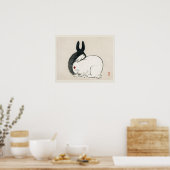 Poster Lapins noirs et blancs de Kōno Bairei (Cuisine)