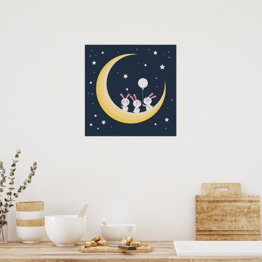Poster Lapins sur la lune (Cuisine)