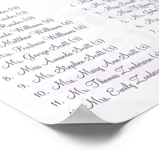 Poster Lapis Purple Damask Vert Siège Graphique 12 Tablea (Coin)