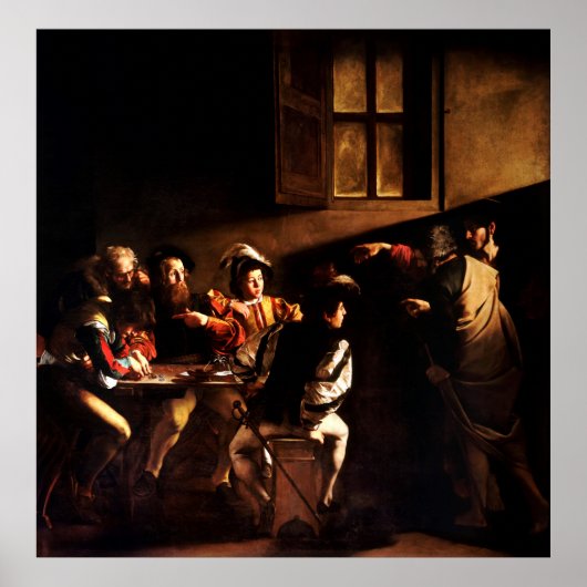 Poster L'appel de saint Matthieu par Caravaggio (1600) (Devant)