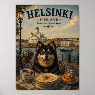 Poster Lapphund finlandais à Helsinki Art de voyage vinta