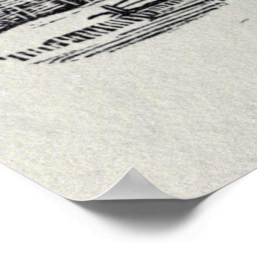 Poster L'approche d'un village en hiver (Coin)