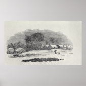 Poster L'approche d'un village en hiver (Devant)