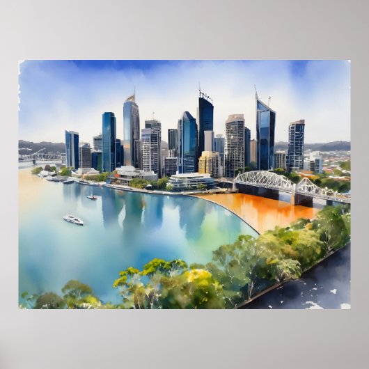 Poster L'aquarelle de Brisbane (Devant)